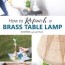 a diy brass lamp makeover with a burlap