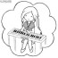 girl playing piano coloring page