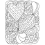 ornate coloring page with hearts and