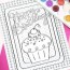 happy birthday cupcake coloring page