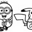 minion and pikachu coloring page free