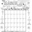 calendar march coloring page free
