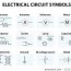 common circuit diagram symbols stock