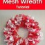 diy red and white christmas mesh wreath