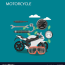 motorcycle parts flat style design