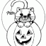 halloween spooky and cat coloring page
