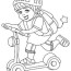rides a scooter printable coloring