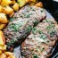 garlic butter herb steak and potatoes