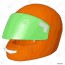 orange and green motorcycle helmet