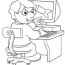 studying on computer coloring page
