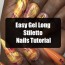 easy gel long stiletto nails tutorial