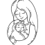 mom holding baby coloring page free