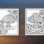 adult mushrooms coloring pages graphic