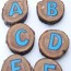 learning the alphabet abc wood slices