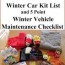 winter car kit and winter vehicle