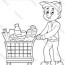 coloring book man with shopping cart