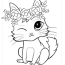 cat with flower on head coloring pages