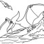 pteranodon fish hunting coloring page