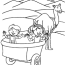 two kids in wagon coloring page