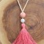 long coral tassel necklace rice beaded