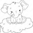 cute baby elephant coloring book page