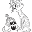 halloween doodle coloring book page cat