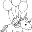 little unicorn with balloons coloring