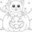 pumpkin cat halloween coloring page for