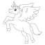 flying unicorn coloring page isolated