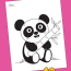 panda holding bamboo leaf coloring page