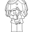 girl and doll coloring page