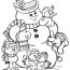 animals and snowman coloring page