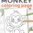 cute baby monkey coloring page for kids