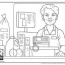 store clerk coloring page young
