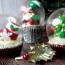 red velvet snow globe cupcakes