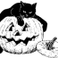 coloring page black cat on pumpkin