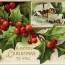 berries vintage christmas postcard