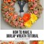 a burlap wreath with accent ribbon
