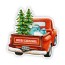 red christmas vintage truck with