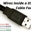 colored wire inside a usb cord