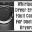 whirlpool dryer error fault codes for