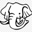 elephant face clipart black and white