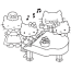 hello kitty playing piano coloring page