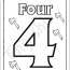 number 4 coloring page for kids