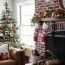 red and rustic christmas mantel