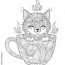 adult antistress coloring page with cat